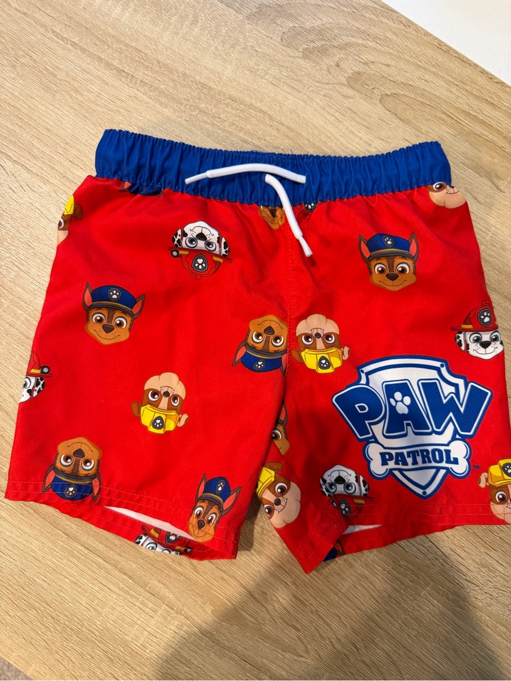 Paw Patrol Red and Blue Kids Swim Shorts with Character Print